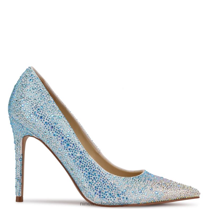 Nine West L48XT1435 iriserend wit frisse puntige pumps met strass steentjes