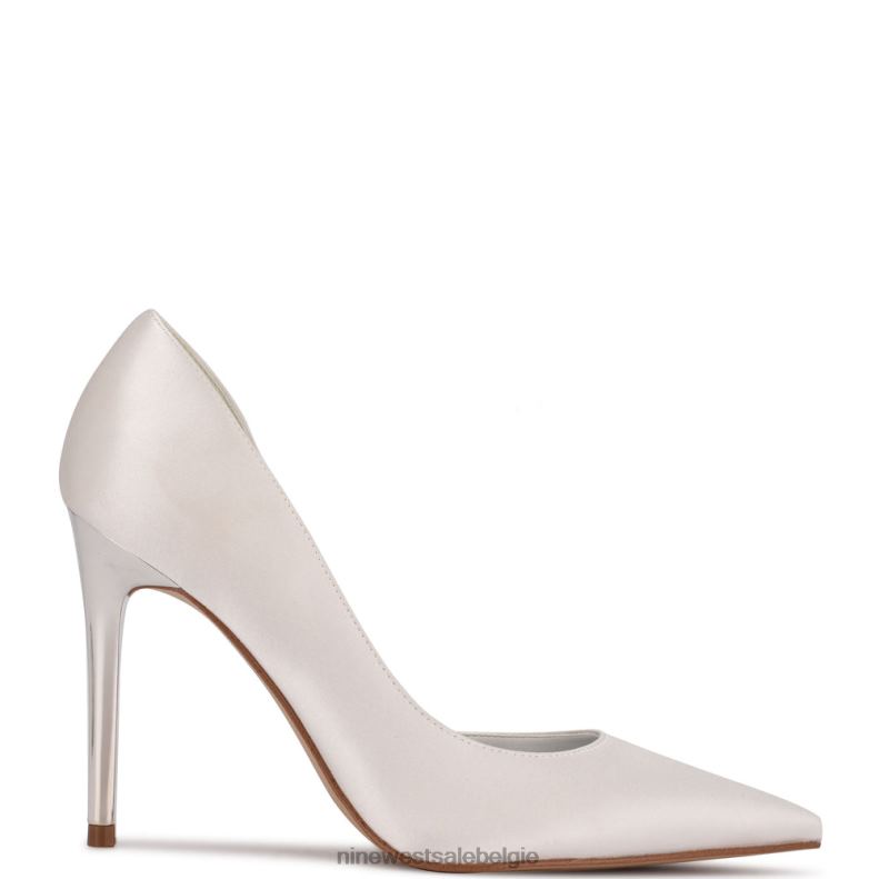 Nine West L48XT1438 wit satijn Folowe d'orsay pumps met puntige neus