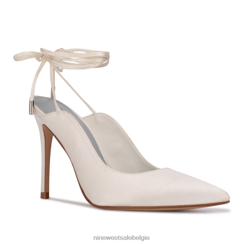 Nine West L48XT1441 ivoor satijn Feya enkelwikkeljurkpumps