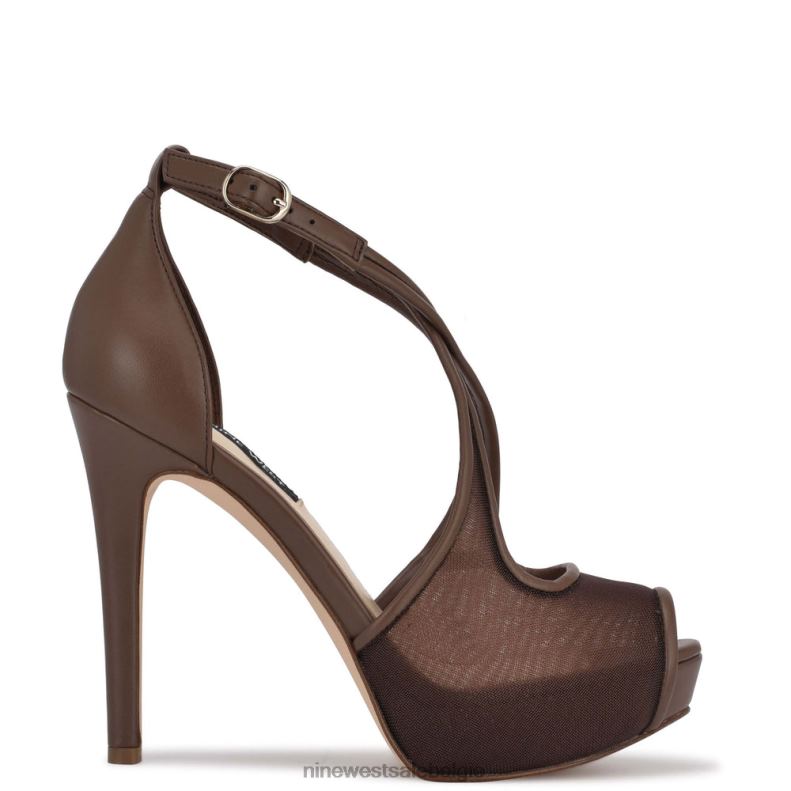 Nine West L48XT1454 licht bruin Hanya platformpumps met peep toe