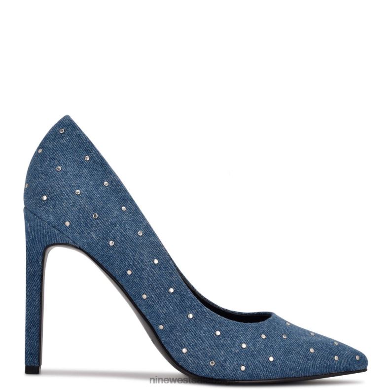 Nine West L48XT1524 denim met studs Tatiana pumps met puntige neus en studs