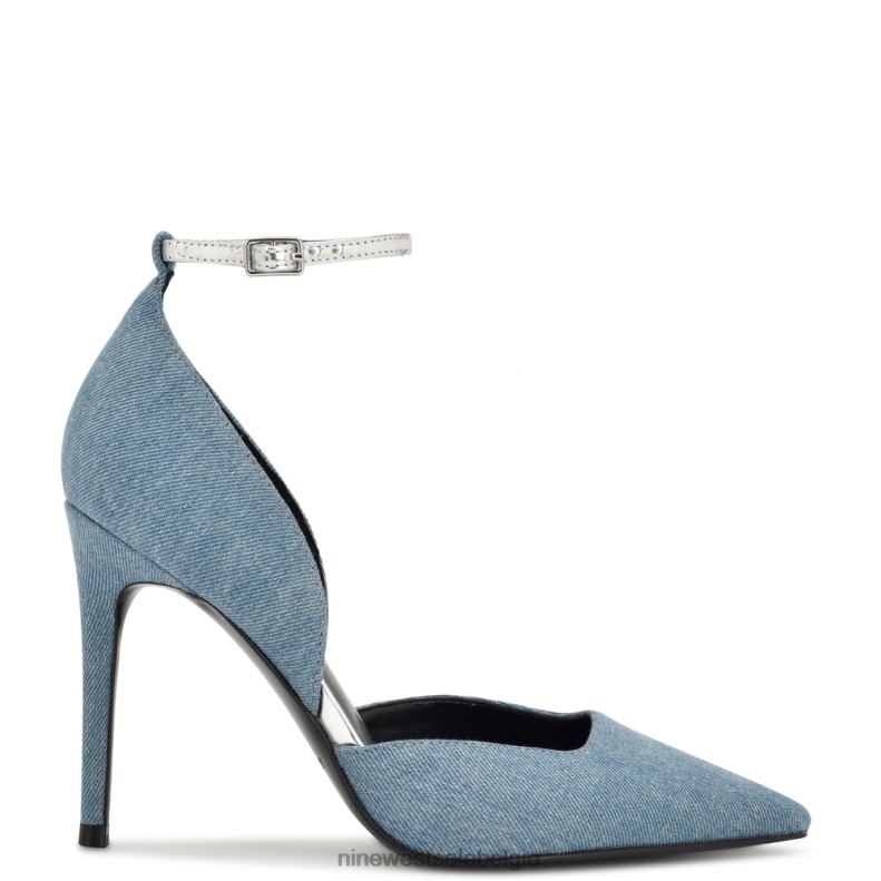 Nine West L48XT1590 blauwe denim finda d'orsay pumps met enkelbandjes