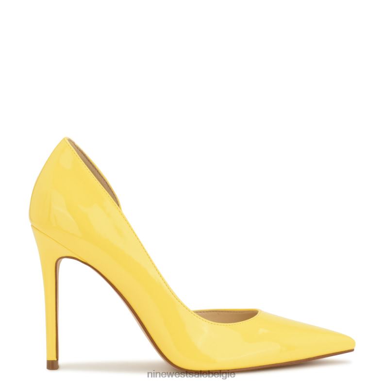 Nine West L48XT1602 heldergeel patent Folowe d'orsay pumps met puntige neus