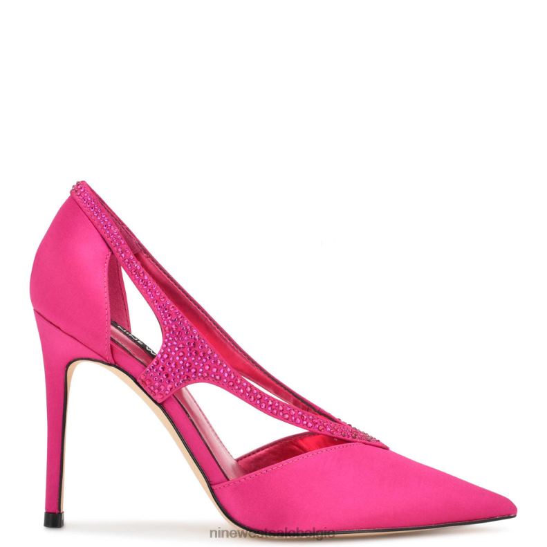 Nine West L48XT1803 roze satijnen kristal fantasie pumps met puntige neus