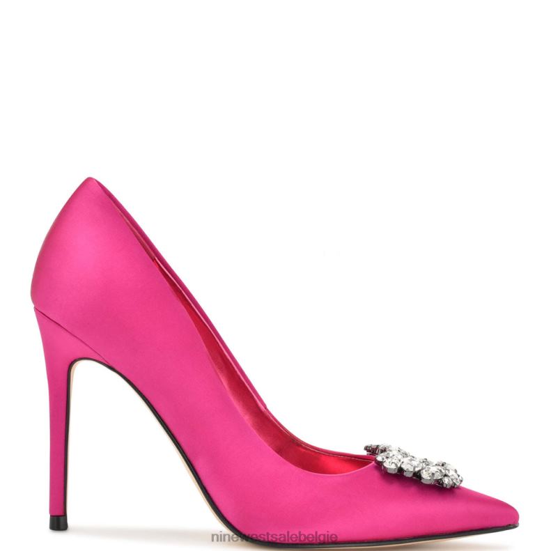 Nine West L48XT1829 roze satijnen kristal Fana pumps met puntige neus