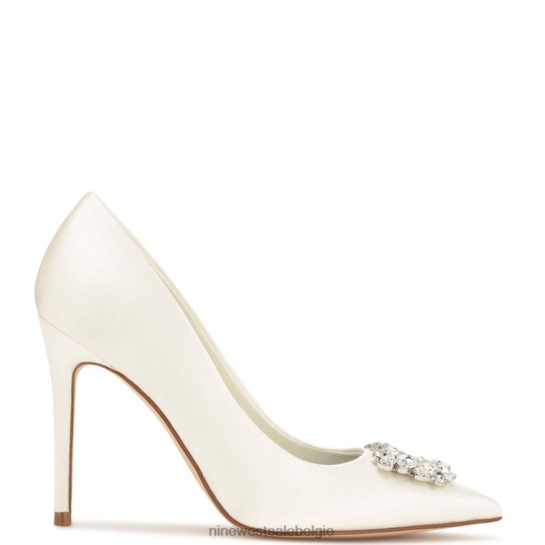 Nine West L48XT1831 ivoor satijn kristal Fana pumps met puntige neus