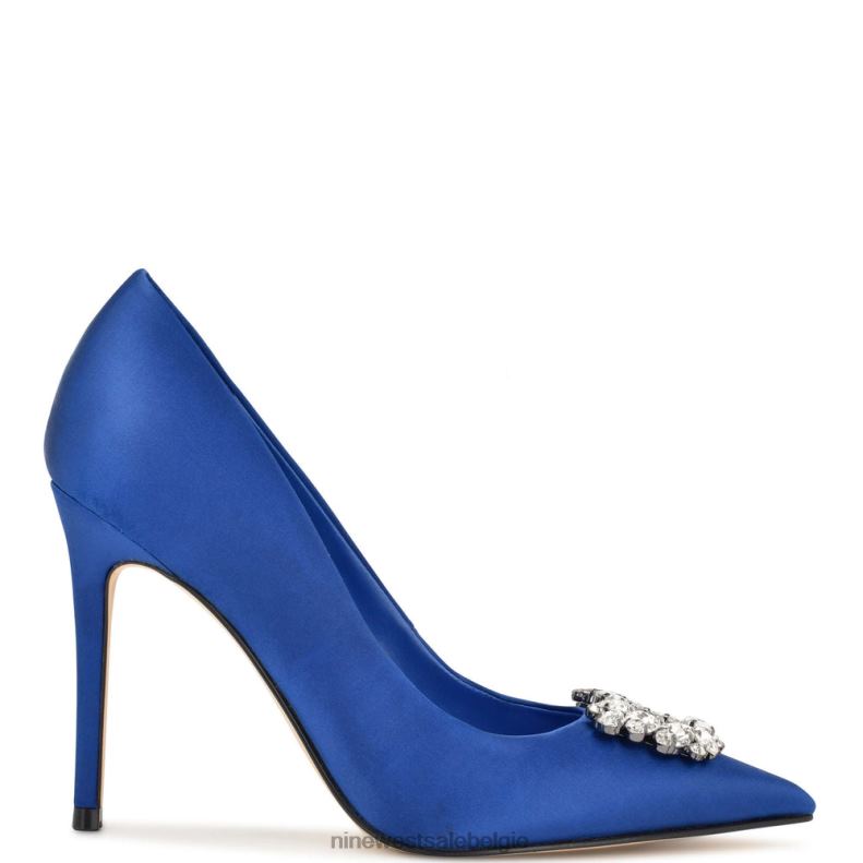 Nine West L48XT1832 blauw satijnkristal Fana pumps met puntige neus