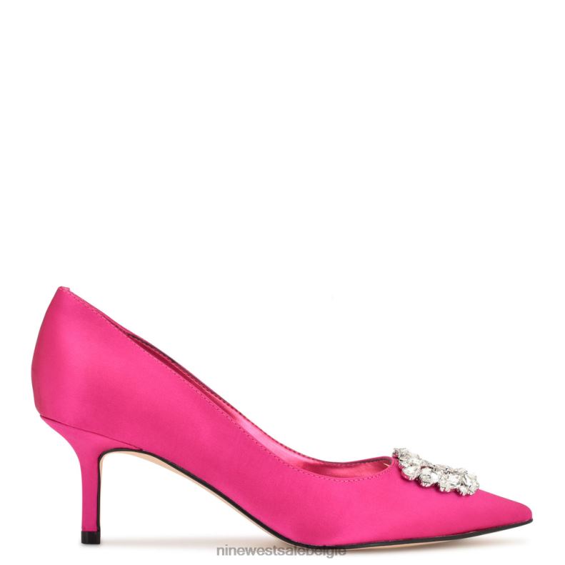 Nine West L48XT1848 roze satijnen kristal avolon pumps met puntige neus