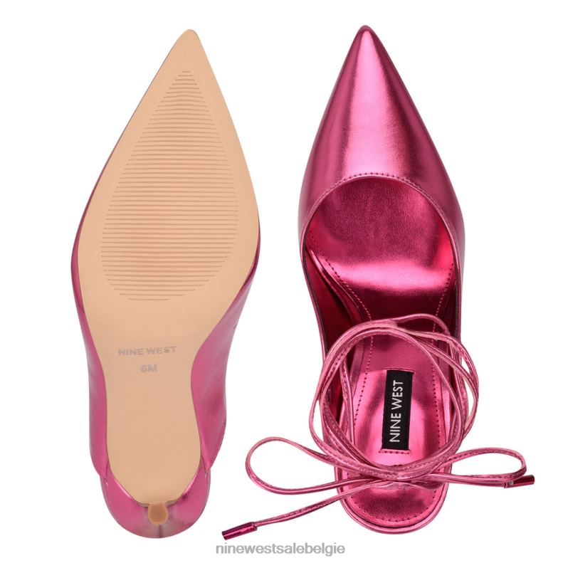 Nine West L48XT2017 roze metaalachtig Feya enkelwikkeljurkpumps