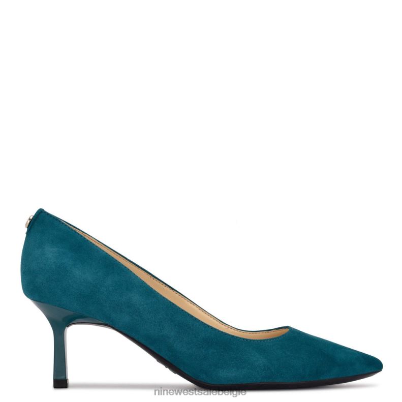 Nine West L48XT2177 blauwgroen suède Kuna 9x9 pumps met puntige neus