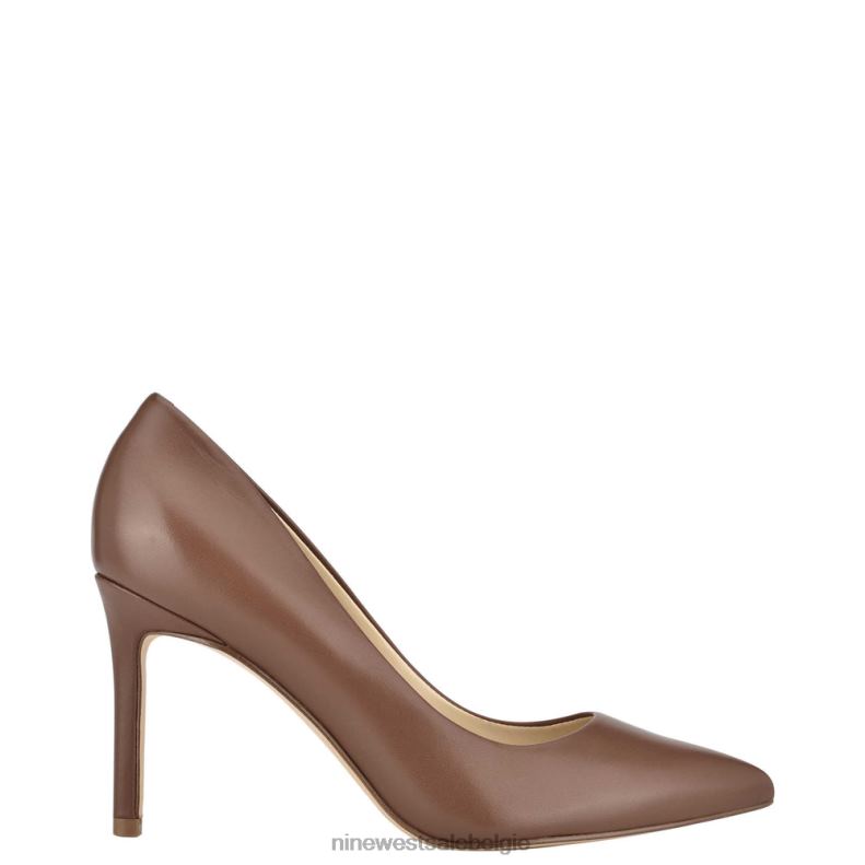 Nine West L48XT2400 bruin leer Ezra pumps met puntige neus