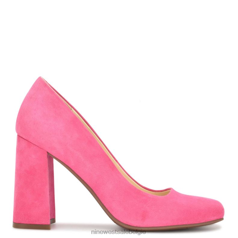 Nine West L48XT902 roze suède Yolend pumps met blokhak