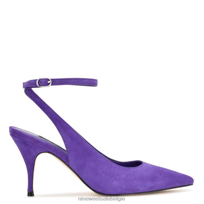 Nine West L48XT907 paars suède Boca pumps met enkelbandjes