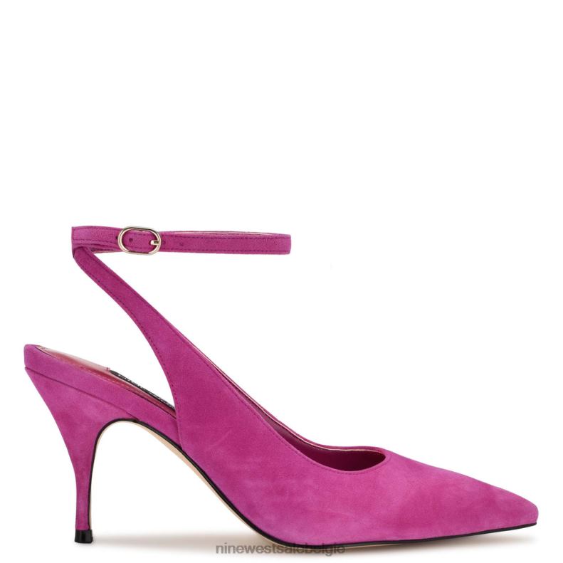 Nine West L48XT908 roze suède Boca pumps met enkelbandjes