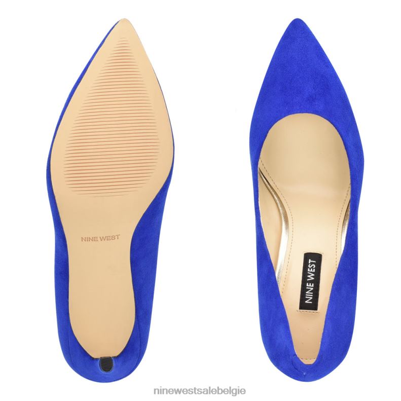 Nine West L48XT911 middenblauw suède Ezra pumps met puntige neus