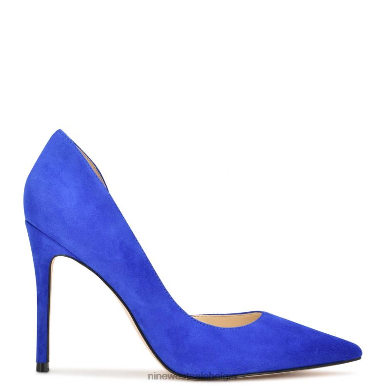 Nine West L48XT912 middenblauw suède Folowe d'orsay pumps met puntige neus