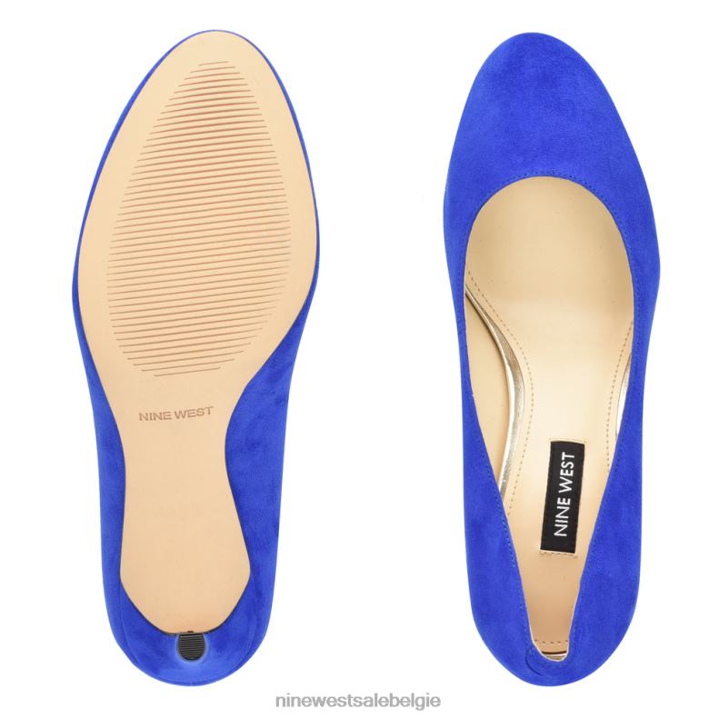 Nine West L48XT915 middenblauw suède Dylan pumps met ronde neus