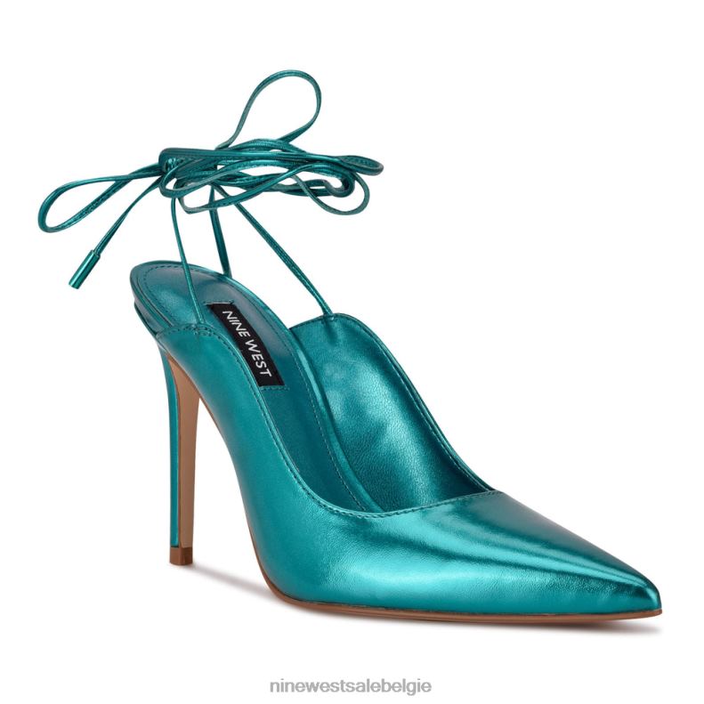 Nine West L48XT975 turkoois metallic Feya enkelwikkeljurkpumps