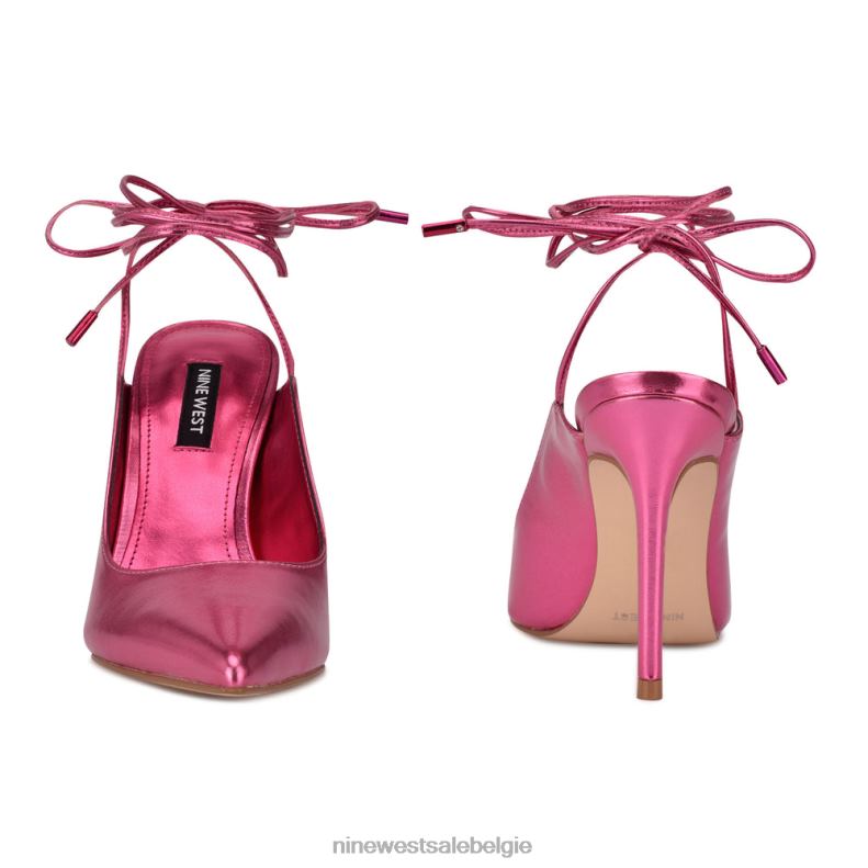 Nine West L48XT976 roze metaalachtig Feya enkelwikkeljurkpumps