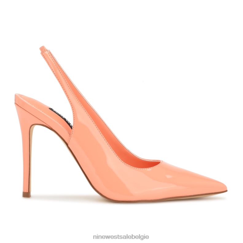 Nine West L48XT1084 creamsicle patent Slingback pumps met puntige neus en veren