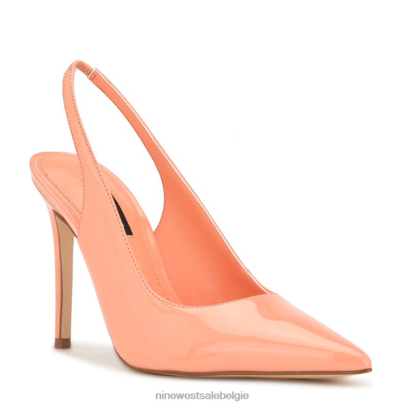 Nine West L48XT1084 creamsicle patent Slingback pumps met puntige neus en veren