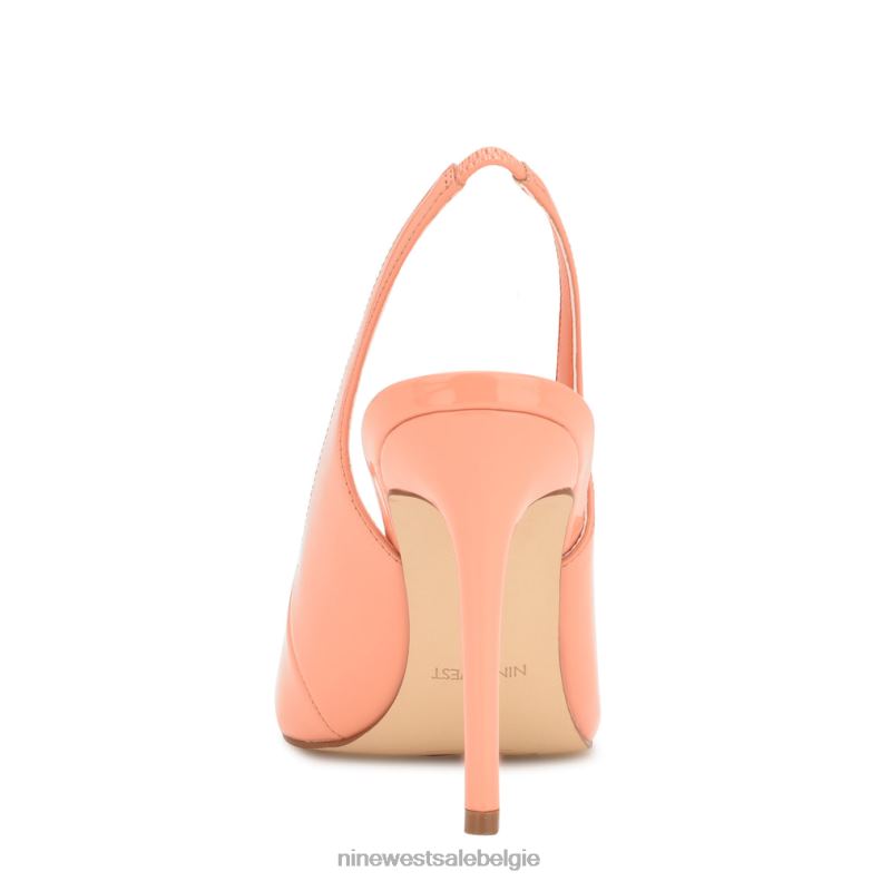 Nine West L48XT1084 creamsicle patent Slingback pumps met puntige neus en veren