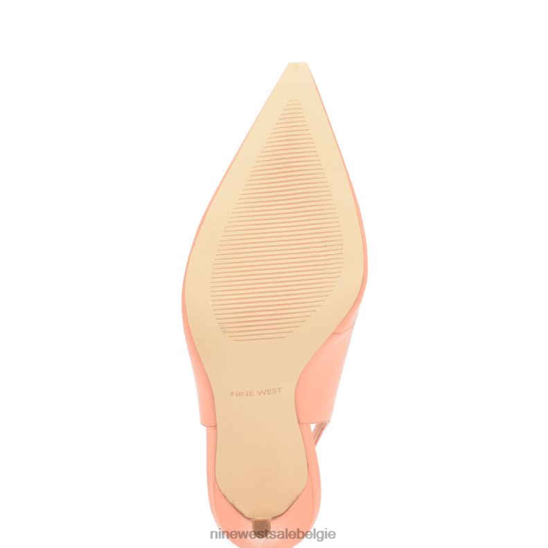 Nine West L48XT1084 creamsicle patent Slingback pumps met puntige neus en veren