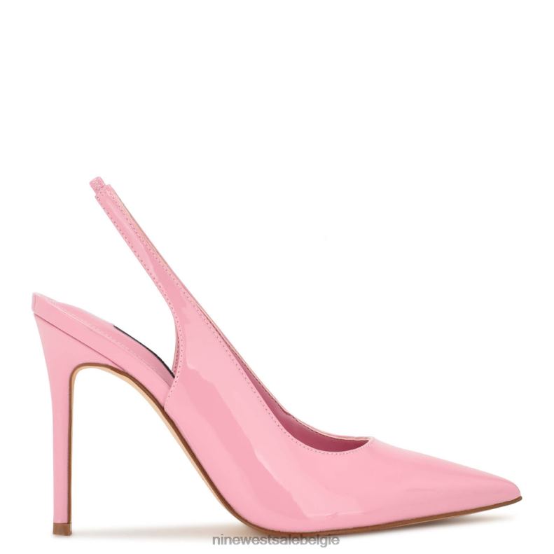 Nine West L48XT1086 roze patent Slingback pumps met puntige neus en veren