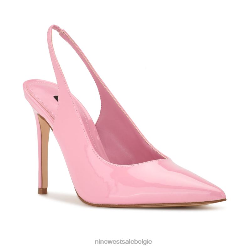 Nine West L48XT1086 roze patent Slingback pumps met puntige neus en veren