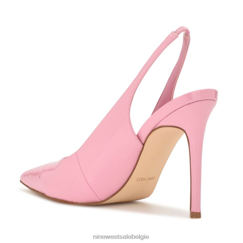 Nine West L48XT1086 roze patent Slingback pumps met puntige neus en veren