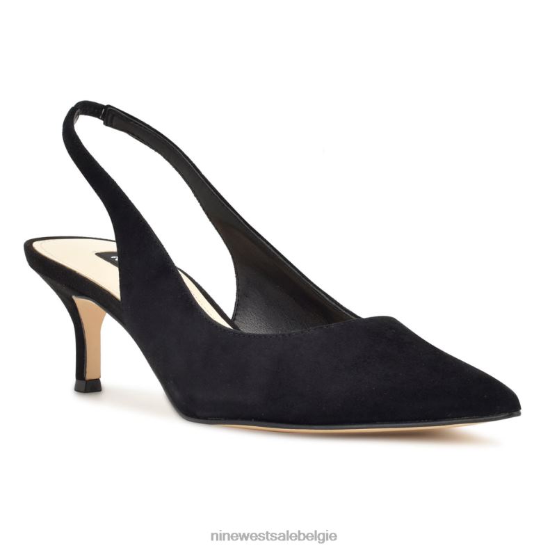 Nine West L48XT1153 zwart suède Nataly slingback pumps