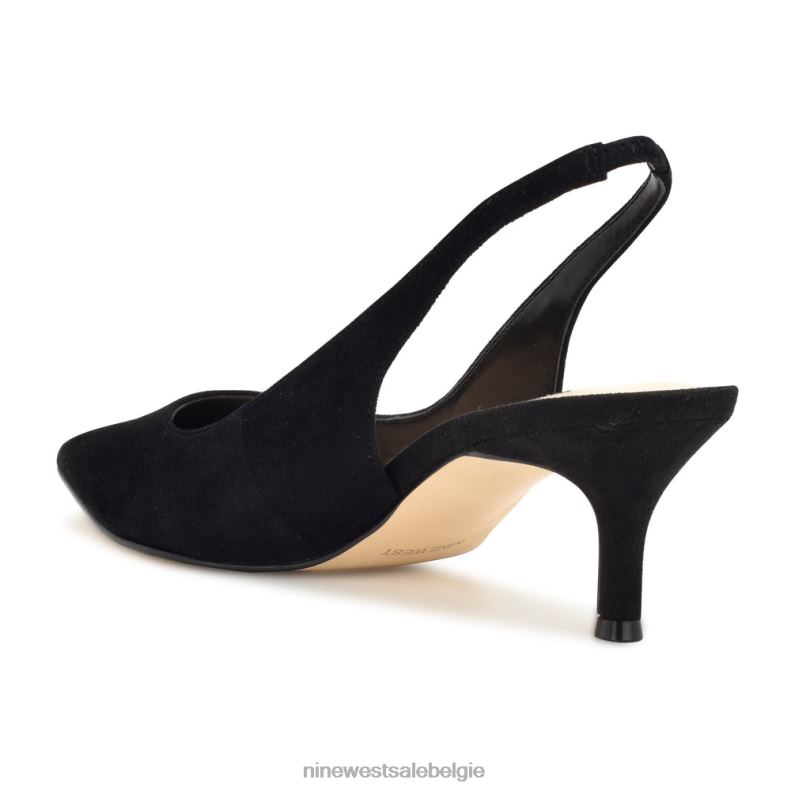 Nine West L48XT1153 zwart suède Nataly slingback pumps