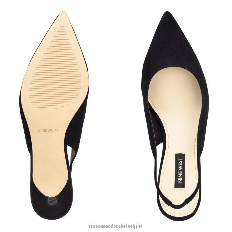 Nine West L48XT1153 zwart suède Nataly slingback pumps