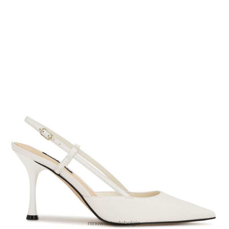 Nine West L48XT1392 wit leer penis slingback pumps