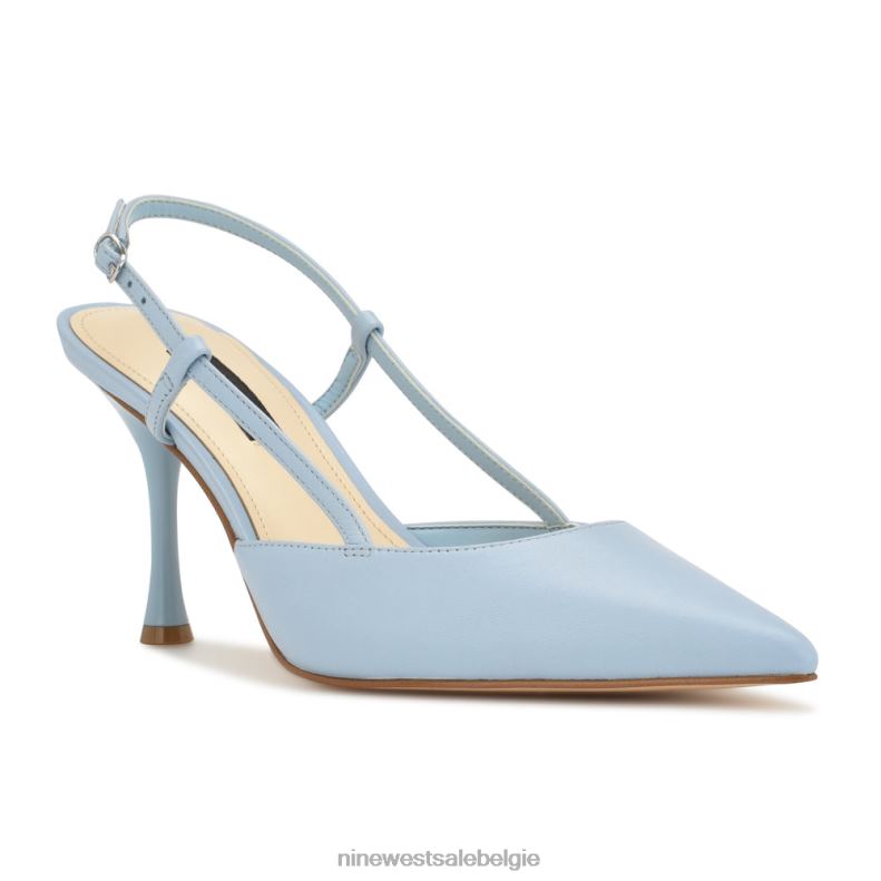 Nine West L48XT1394 lichtblauw leer penis slingback pumps