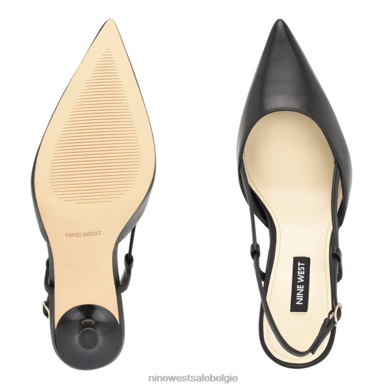 Nine West L48XT1395 zwart leer penis slingback pumps