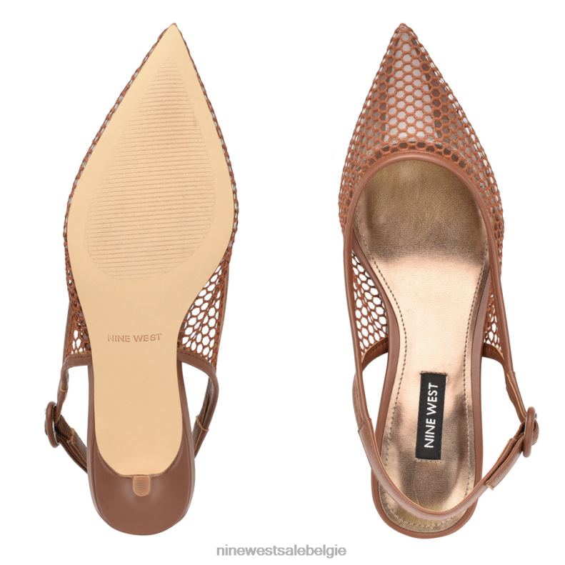 Nine West L48XT1407 bruin/helder veel mesh slingback pumps