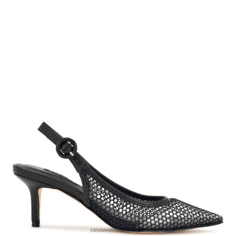 Nine West L48XT1408 zwart/helder veel mesh slingback pumps