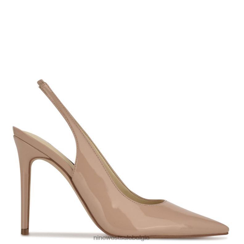 Nine West L48XT1612 natuurlijk patent Slingback pumps met puntige neus en veren