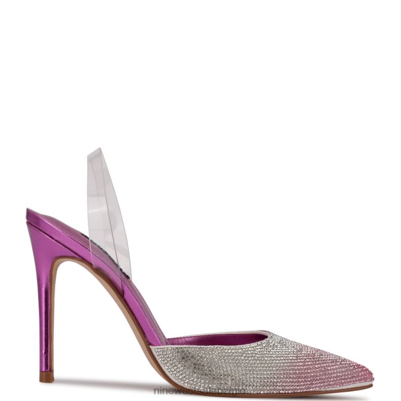 Nine West L48XT1910 roze multi Fabry slingback pumps met puntige neus