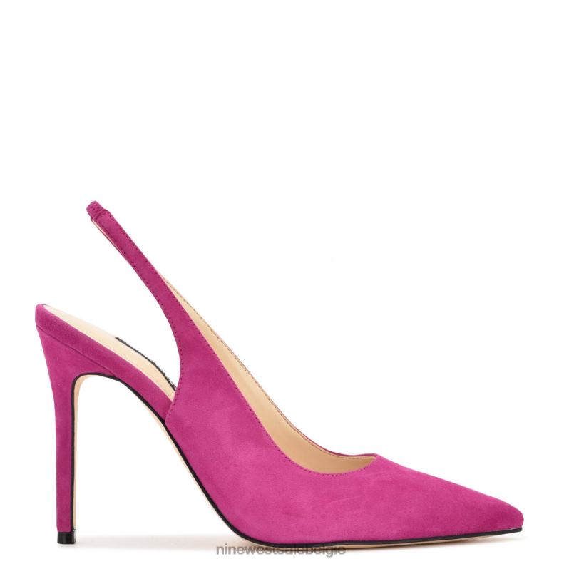 Nine West L48XT924 roze suède Slingback pumps met puntige neus en veren