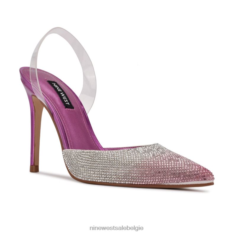 Nine West L48XT963 roze multi Fabry slingback pumps met puntige neus