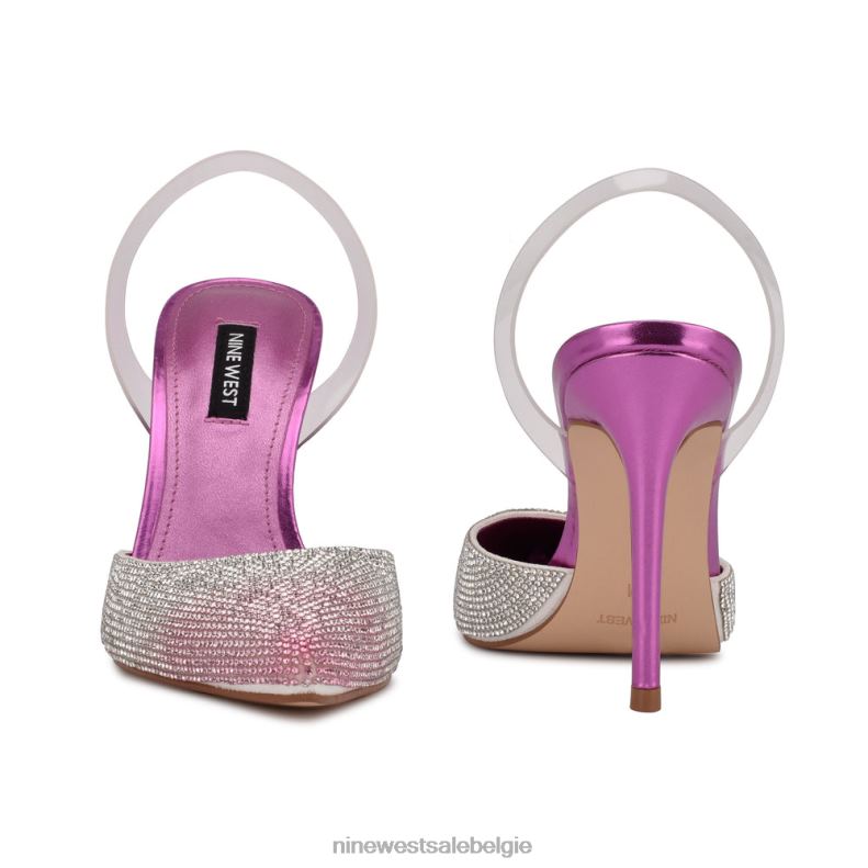 Nine West L48XT963 roze multi Fabry slingback pumps met puntige neus