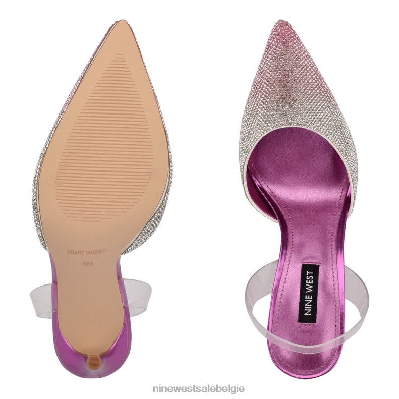 Nine West L48XT963 roze multi Fabry slingback pumps met puntige neus