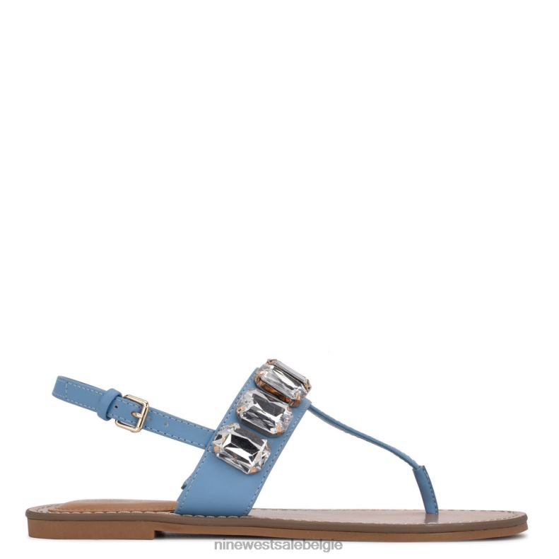 Nine West L48XT1010 blauwe munt koraal platte sandalen