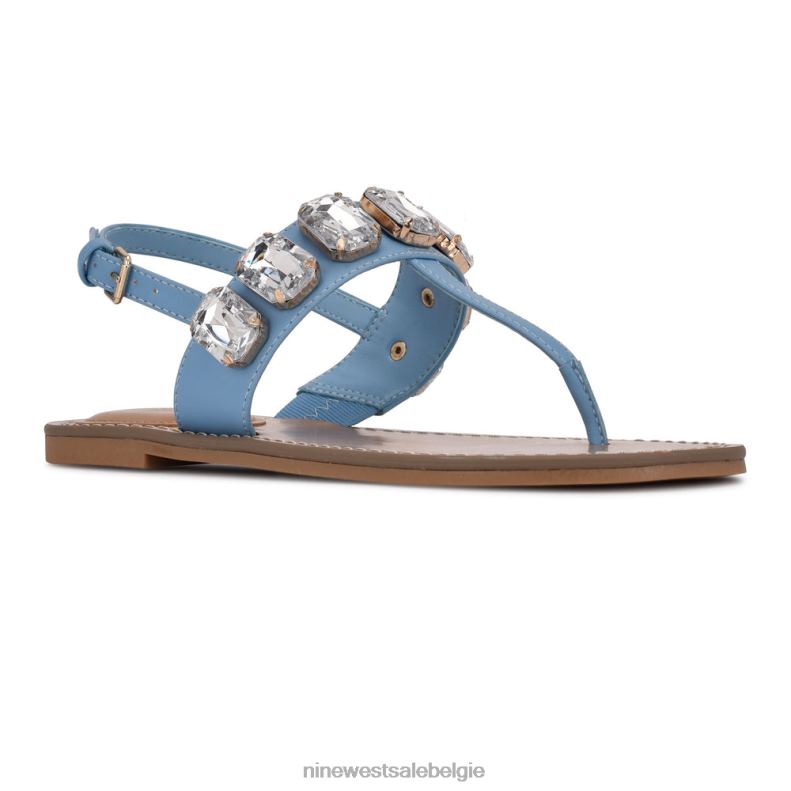 Nine West L48XT1010 blauwe munt koraal platte sandalen