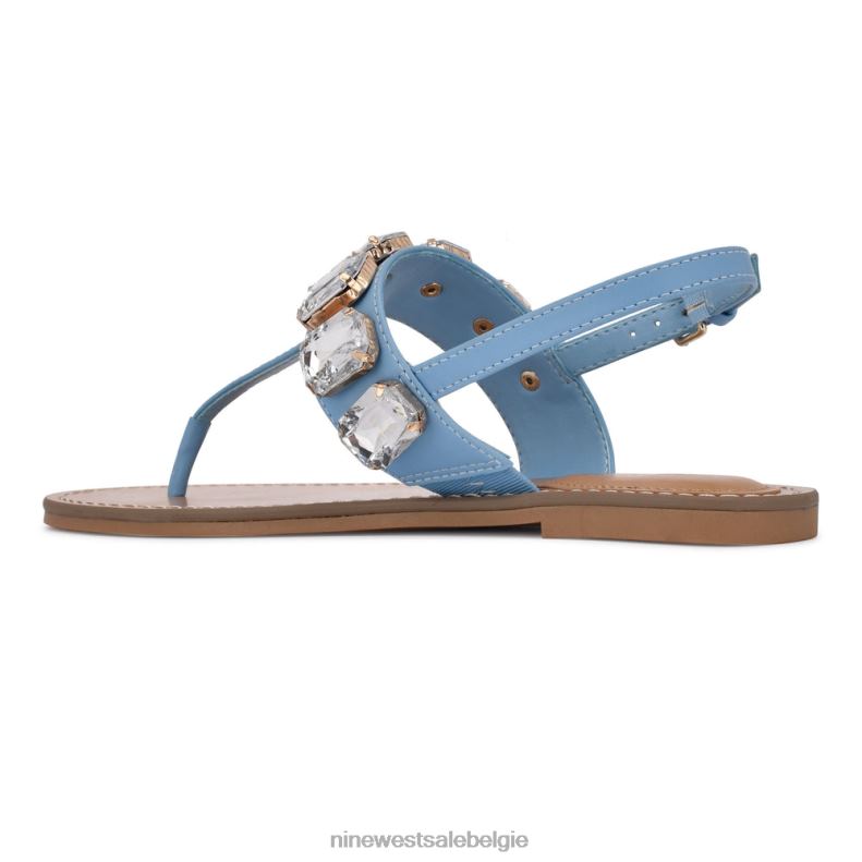 Nine West L48XT1010 blauwe munt koraal platte sandalen