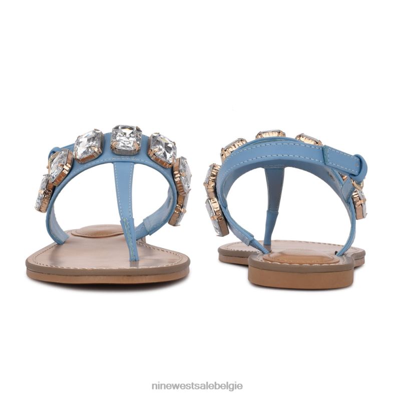 Nine West L48XT1010 blauwe munt koraal platte sandalen