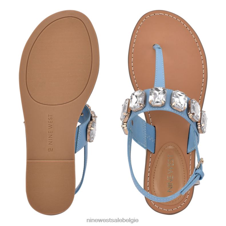 Nine West L48XT1010 blauwe munt koraal platte sandalen