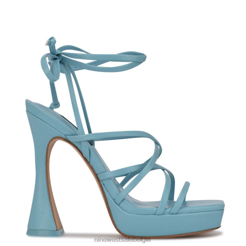 Nine West L48XT1018 blauw ailey platformsandalen met enkelwikkel